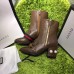 Gucci 7CM Mid-heel Glass Pearl Studs Detail Ankle Boot 432060 Brown 2017