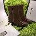 Gucci 7CM Mid-heel Glass Pearl Studs Detail Ankle Boot 432060 Brown 2017