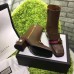 Gucci 7CM Mid-heel Glass Pearl Studs Detail Ankle Boot 432060 Brown 2017