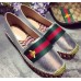 Gucci Embroidered web espadrilles silver