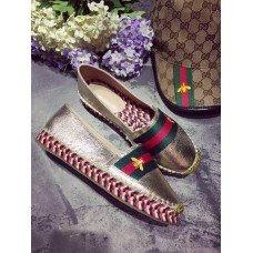 Gucci Embroidered web espadrilles gold