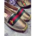 Gucci Embroidered web espadrilles gold