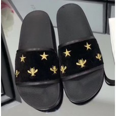 Gucci Slide with Insect and Star Embroidery Black/Gold 2018