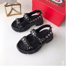 Gucci Leather And Mesh Sandals With Studs 546073 Black 2019