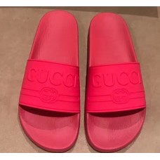Gucci Logo Rubber Slide Sandals Fuchsia 2019