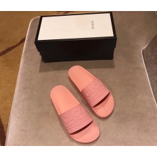 Gucci Logo Rubber Slide Sandals Pink 2019