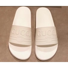 Gucci Logo Rubber Slide Sandals White 2019