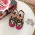 Gucci Leather and Mesh Reflective Fabric Sandals Beige/Fuchsia 2019