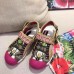 Gucci Leather and Mesh Reflective Fabric Sandals Beige/Fuchsia 2019