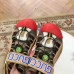 Gucci Leather and Mesh Reflective Fabric Sandals Beige/Red 2019