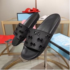 Gucci Rubber GG Slide Sandals Black 2019