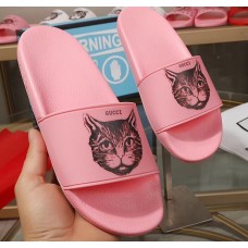 Gucci Logo Slide Sandals Cat Pink 2019