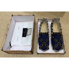 Gucci Canvas Espadrilles Blue with Crystals 573025 2019