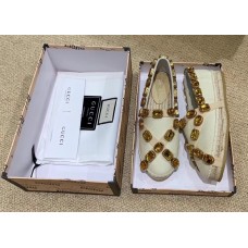 Gucci Canvas Espadrilles White with Crystals 573025 2019