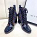 Gucci Patent Black Lace-up Ankle Boots GG Multicolor Stars 2019