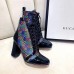 Gucci Patent Black Lace-up Ankle Boots GG Multicolor Stars 2019