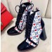 Gucci Patent Black Lace-up Ankle Boots GG Star and Heart 2019