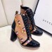 Gucci Patent Black Lace-up Ankle Boots GG Khaki Mickey Mouse 2019