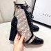 Gucci Patent Black Lace-up Ankle Boots GG Beige Bee 2019