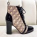 Gucci Patent Black Lace-up Ankle Boots GG Beige Bee 2019