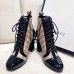 Gucci Patent Black Lace-up Ankle Boots GG Beige 2019