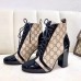 Gucci Patent Black Lace-up Ankle Boots GG Beige 2019