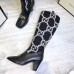 Gucci Zumi Tweed Knee Boots 577652 GG Black 2019