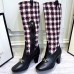 Gucci Zumi Tweed Knee Boots 577652 Check Blue/Red/White 2019