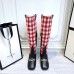 Gucci Zumi Tweed Knee Boots 577652 Check Red/White 2019