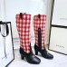 Gucci Zumi Tweed Knee Boots 577652 Check Red/White 2019