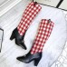 Gucci Zumi Tweed Knee Boots 577652 Check Red/White 2019