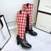 Gucci Zumi Tweed Knee Boots 577652 Check Red/White 2019