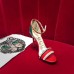 Gucci Heel 10.5cm ‎Sandals With Crystals ‎493937 Red/Green 2018