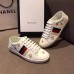 Gucci Ace Leather Low-Top Lovers Sneakers Web Embroidered Bees and Stars White 498205