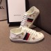 Gucci Ace Leather Low-Top Lovers Sneakers Web Embroidered Bees and Stars White 498205