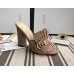 Gucci Suede 7.5/10cm Heel Slide Sandals ‎458051 Taupe 2018