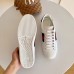 Gucci Ace Leather Low-Top Lovers Sneakers Blue/Red Web Creamy 498205