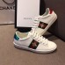 Gucci Ace Leather Low-Top Lovers Sneakers Green/Red Web Embroidered Bee WHITE 431942