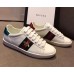 Gucci Ace Leather Low-Top Lovers Sneakers Green/Red Web Embroidered Bee WHITE 431942