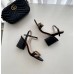 Gucci Heel 7.5cm Leather Sandals with Double G 453379 Black
