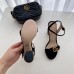 Gucci Heel 7.5cm Leather Sandals with Double G 453379 Suede Black