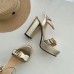 Gucci Heel 10cm Platform Sandals with Double G 573021 Original Quality Gold 2019