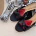 Gucci Front Knot Leather Mid-heel Sandals 577229 Black 2019