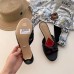 Gucci Front Knot Leather Mid-heel Sandals 577229 Black 2019