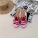 Gucci Front Knot Leather Mid-heel Sandals 577229 Metallic Pink 2019