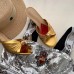 Gucci Front Knot Leather Mid-heel Sandals 577229 Metallic Gold 2019