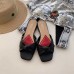 Gucci Front Knot Leather Slide Sandals 577231 Black 2019