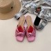 Gucci Front Knot Leather Slide Sandals 577231 Metallic Pink 2019