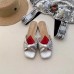 Gucci Front Knot Leather Slide Sandals 577231 Metallic Silver 2019