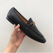 Gucci Black Jordaan horsebit loafer 404069